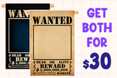 Wanted Poster Pin Banner Set