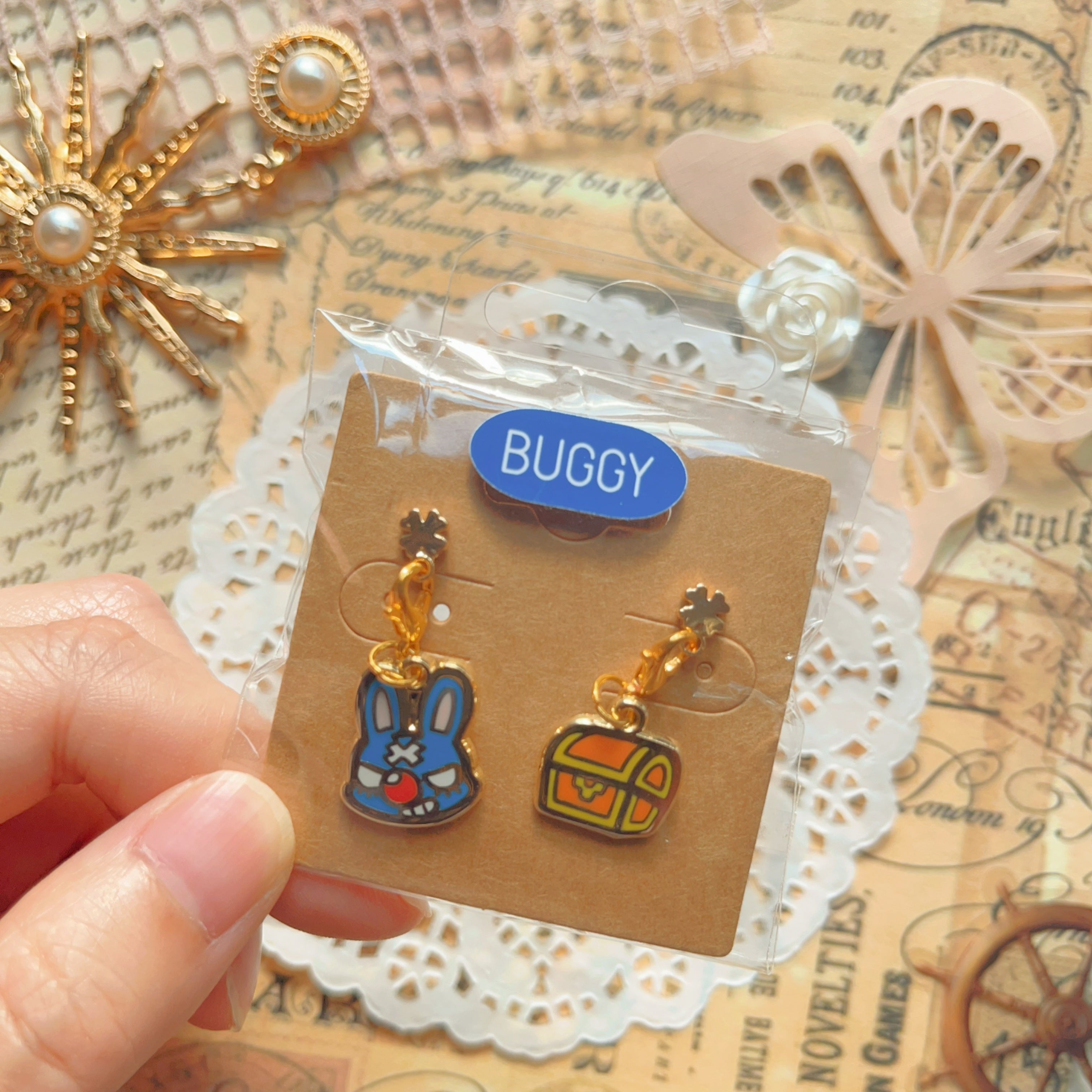 OP Charm Earring & Brooch