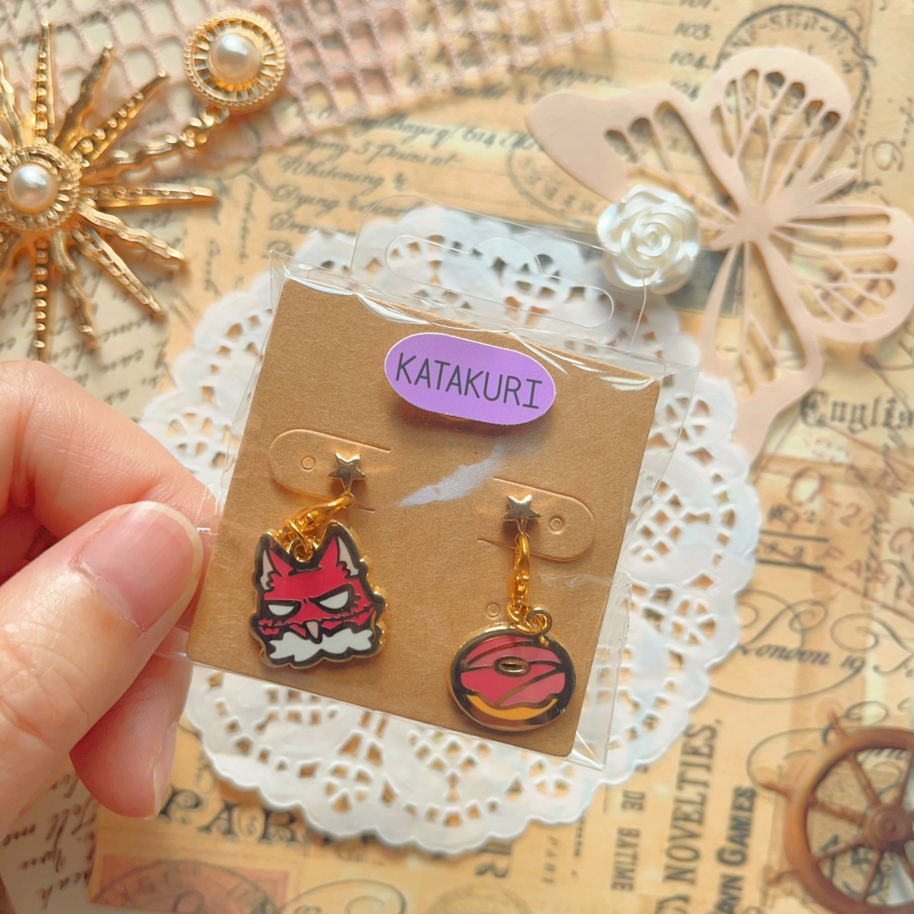 OP Charm Earring & Brooch