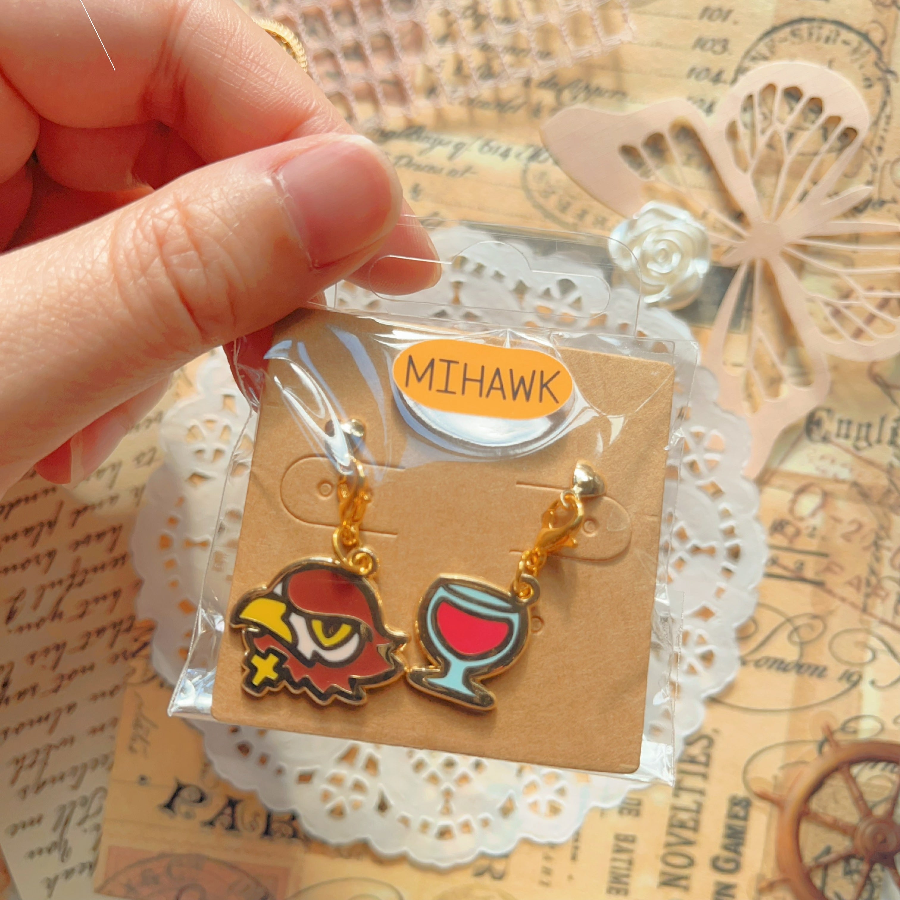 OP Charm Earring & Brooch