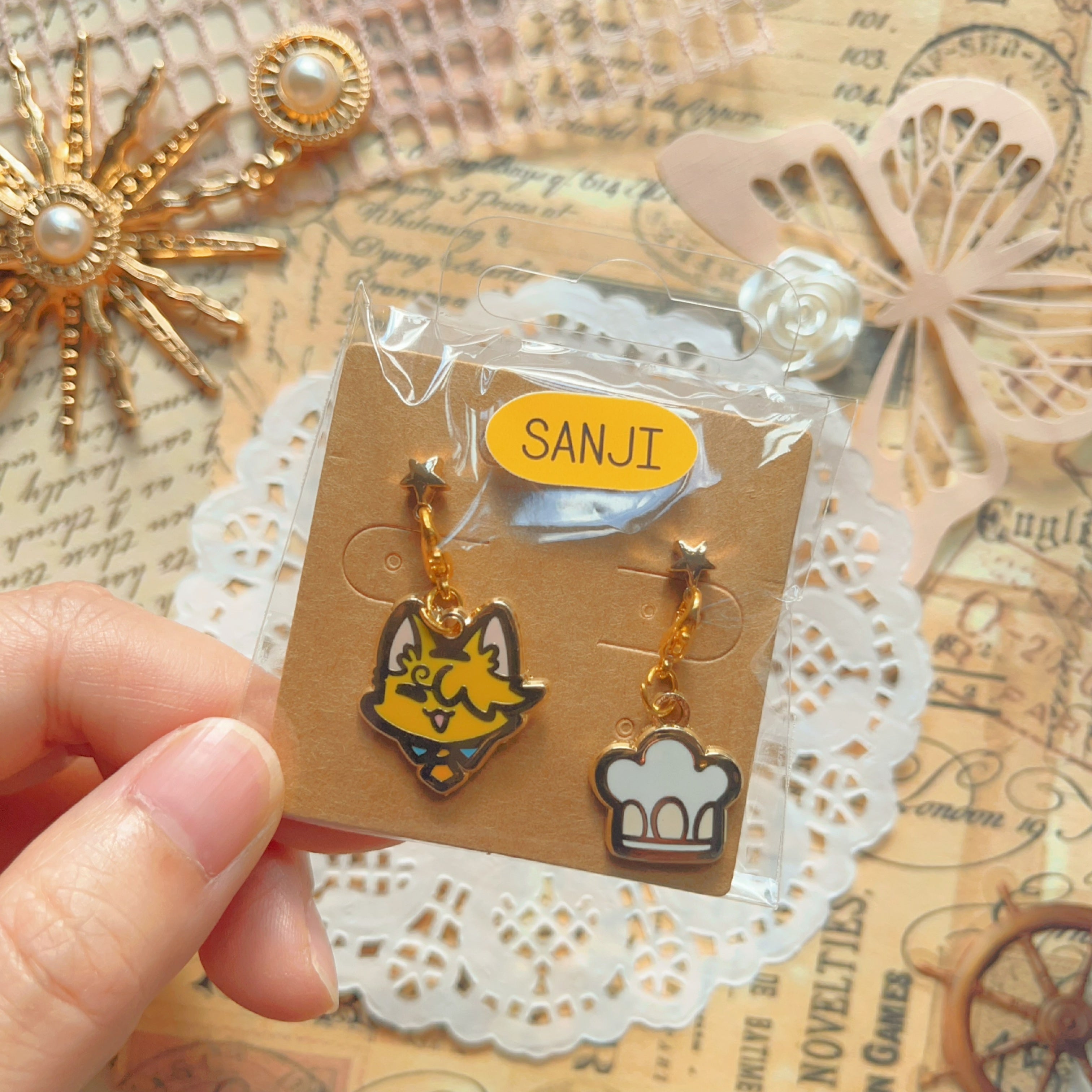 OP Charm Earring & Brooch