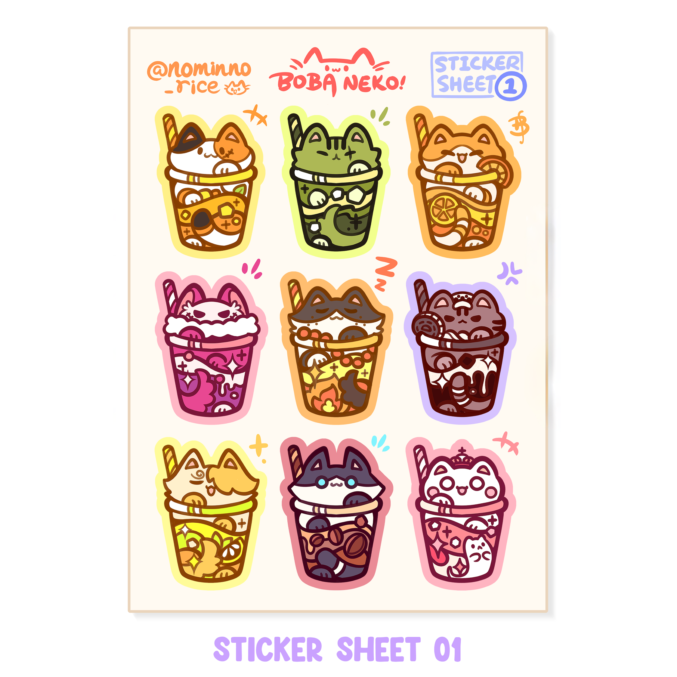 Boba Neko & Dessert Sticker Sheets Main image