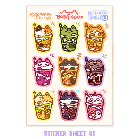 Boba Neko & Dessert Sticker Sheets