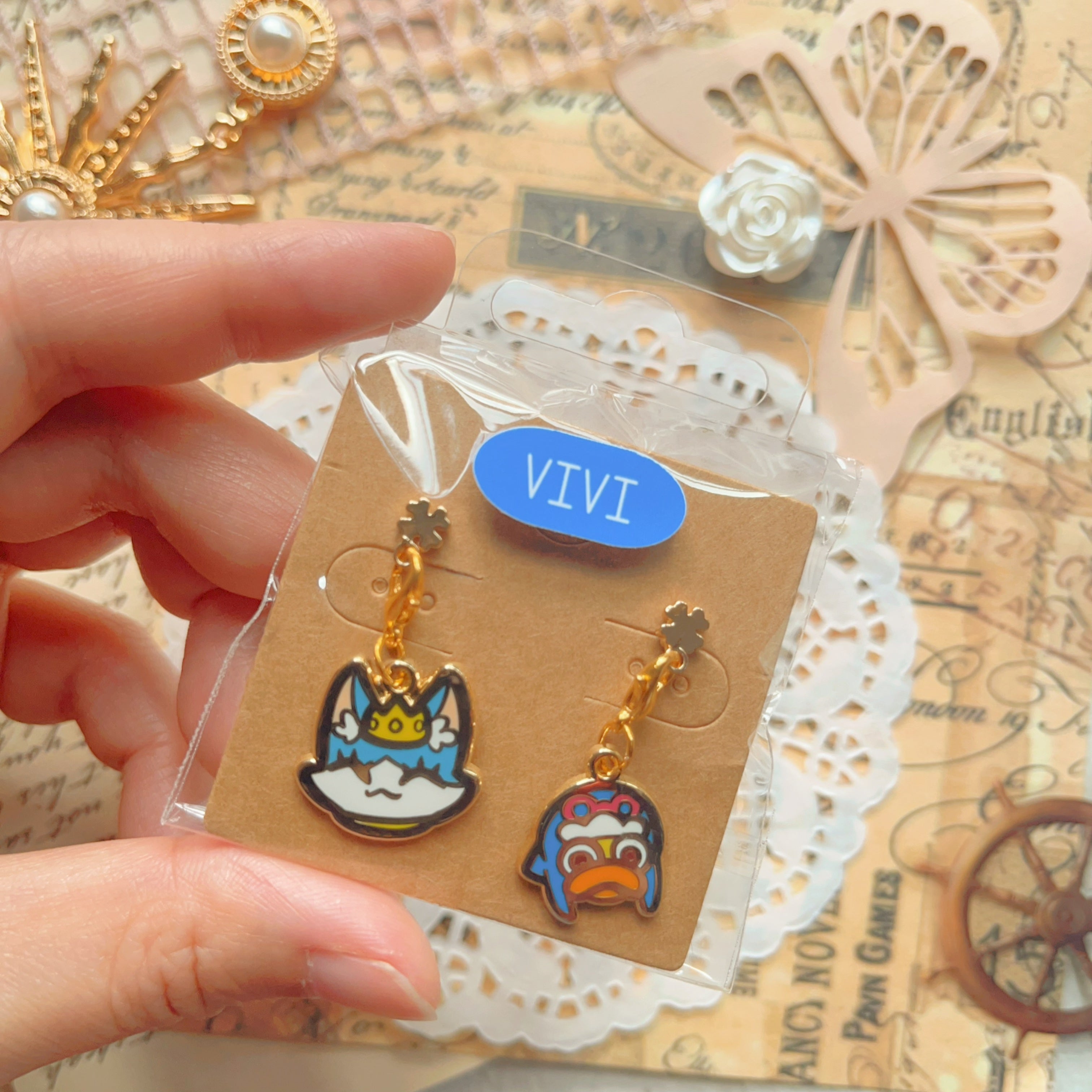 OP Charm Earring & Brooch